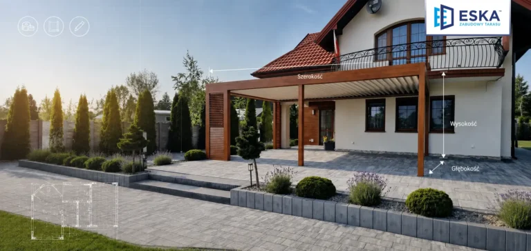 aluminiowa pergola na wymiar pomiary szerokości i długości ESKA Zabudowy Tarasu